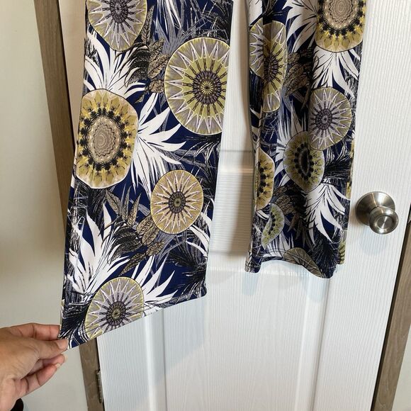 C-Mode Stretch Pants Women Sz M Lose Comfy Floral Elastic Waist - Picture 3 of 11